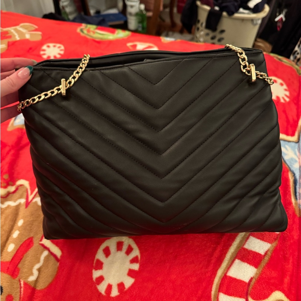 Black gold chained purse